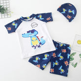 Kids Toddler Two Pieces Cartoon Animal Swimsuit Rashguard Set